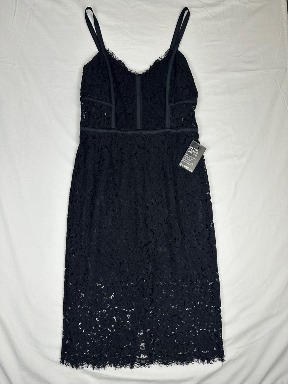 Express Floral Black Lace Corset Midi Dress Size 10 NWT